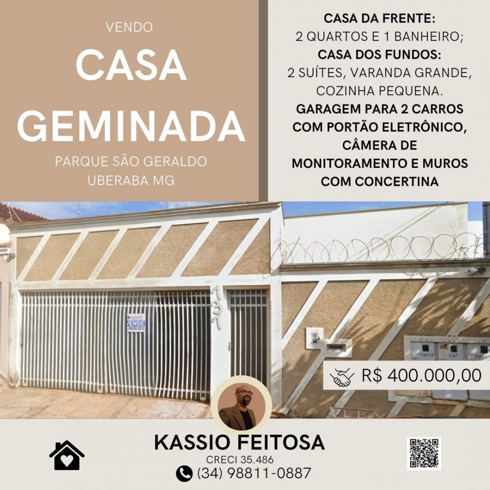 Casa Geminada - Venda - Parque So Geraldo - Uberaba - MG