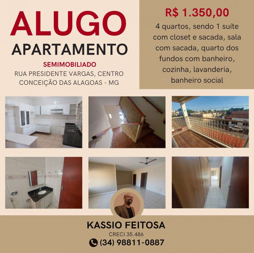 Apartamento - Aluguel - Centro - Conceição das Alagoas - MG