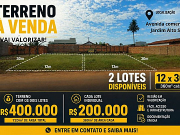 2 lotes � venda Av. Jardim Alto Sol